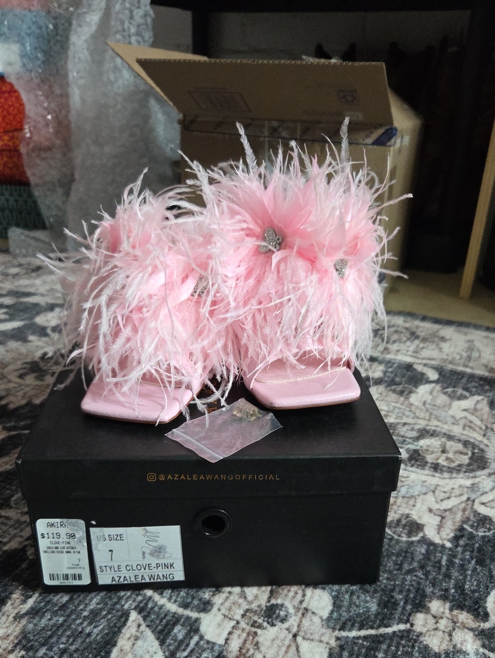 Azalea Wang Pink Feather Clove Sandals